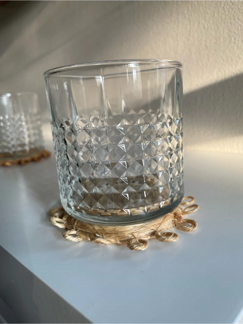 Set of 2 IKEA Textured Clear Glass Tumblers